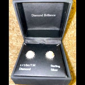 Diamond Brilliance 1/10ct. T.W. Diamond Silver Pearls Earrings